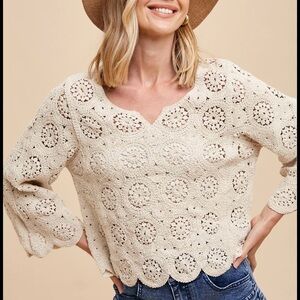 Elegant Cream Crochet Blouse